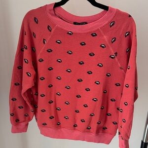Wildfox Lip-Print Crewneck Sweatshirt